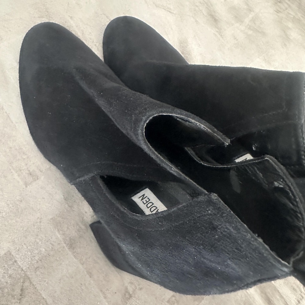 Steve Madden Boots Womens Size 11 Black Leather Norelle Ankle Booties Block Heel - Picture 16 of 16